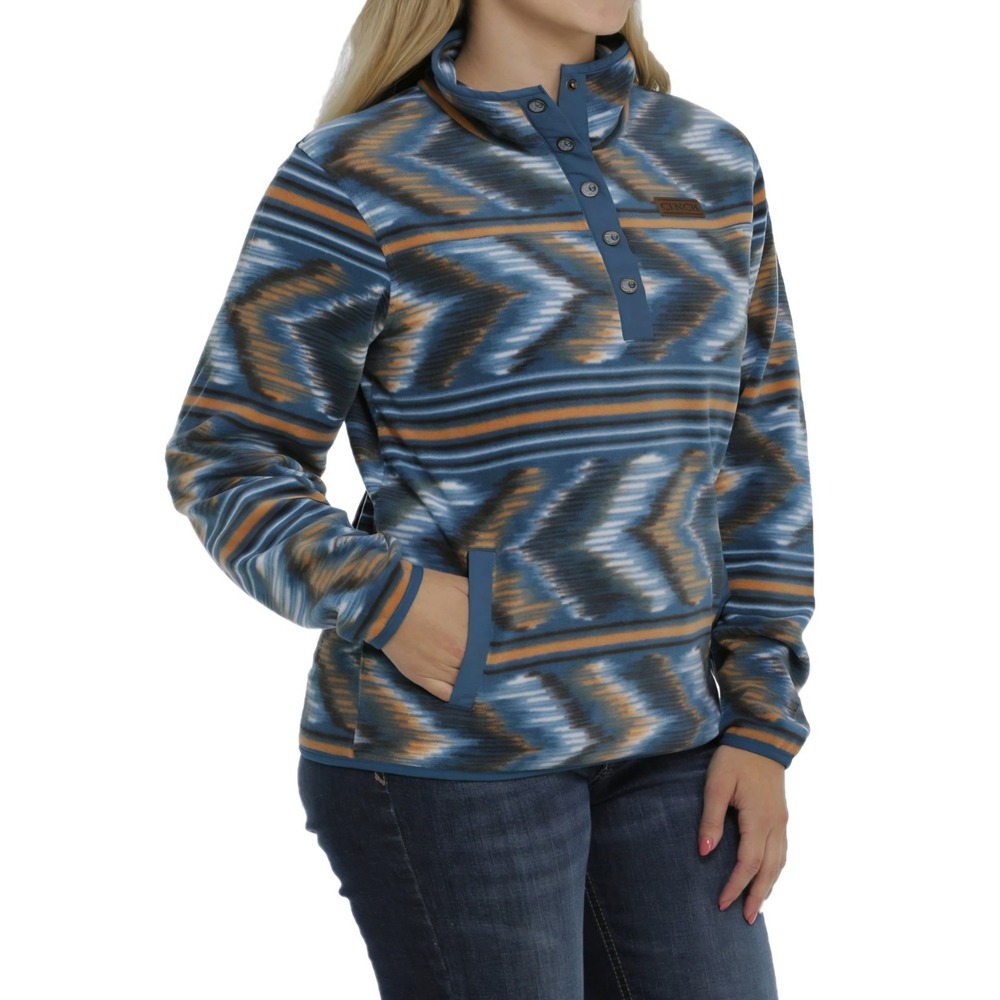 Women's Cinch Teal Printed Fleece Pullover Southwest Size XXL